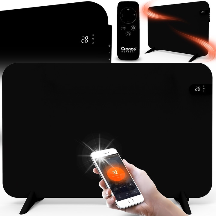 Convector electric Cronos, panou cu infrarosu, 450W, WiFi, 2 picioare