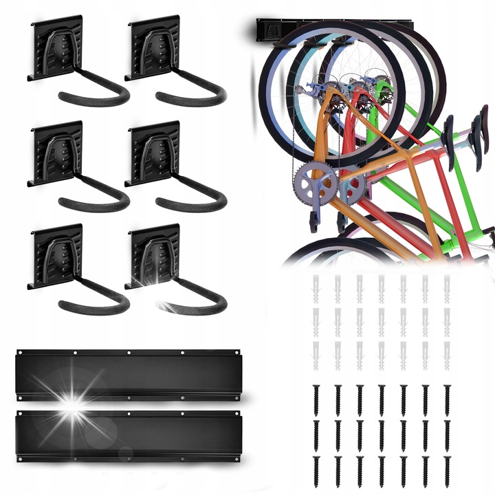 Стойка за съхранение на велосипеди Heckermann, 6 места, метална, издръжлива, 30 кг, за гараж