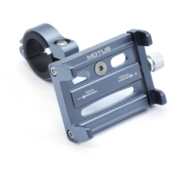 Suport telefon aluminiu Motus, universal, reglabil 5,5-10 cm, pentru bicicleta, montaj rapid