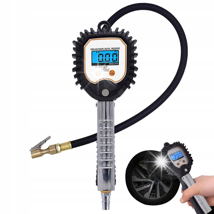 Pistol de Umflat Roti Anytech BW-001, Manometru Electronic, 18 Bar, 600 mm