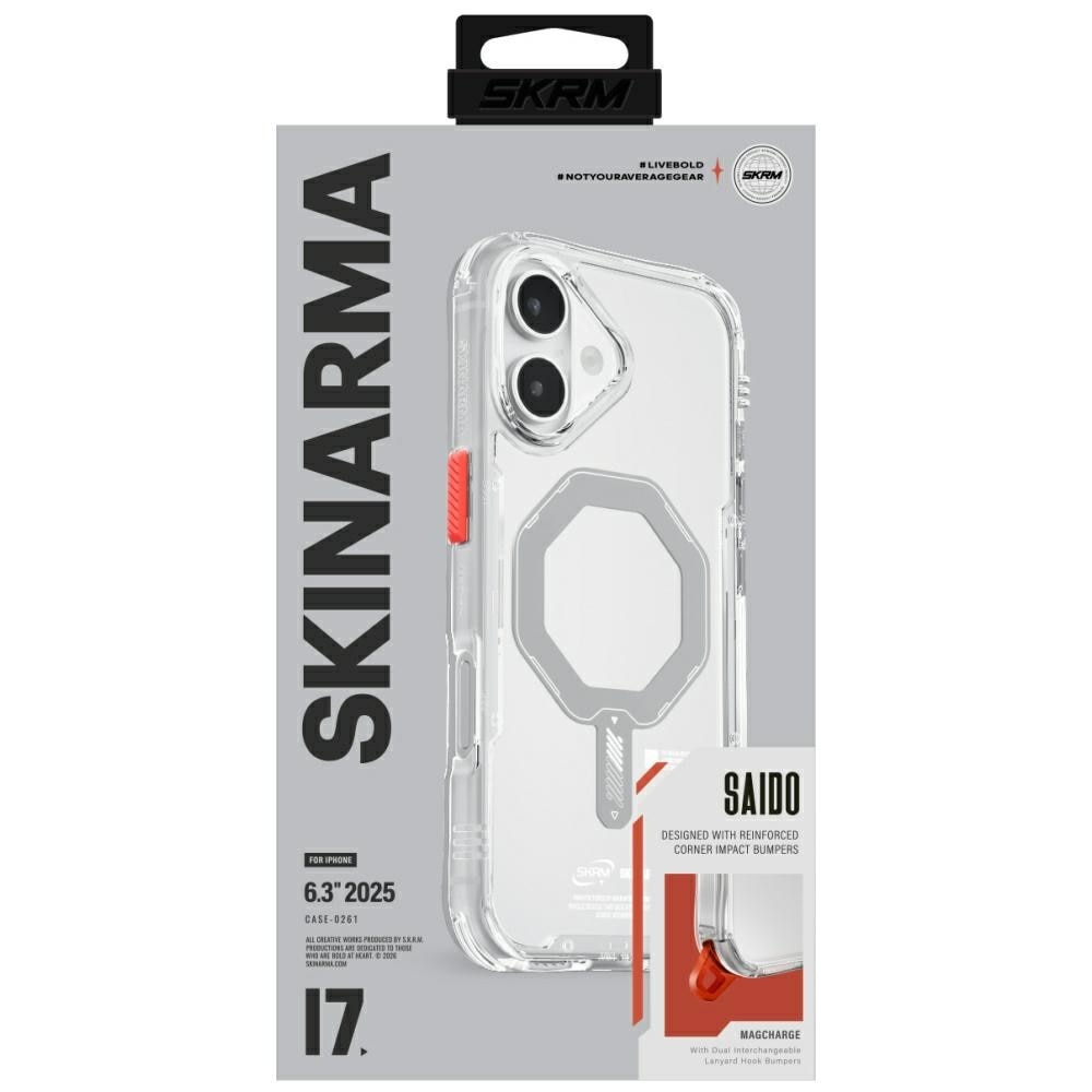 Carcasa Skinarma Saido cu MagSafe compatibila cu iPhone 17, Transparent