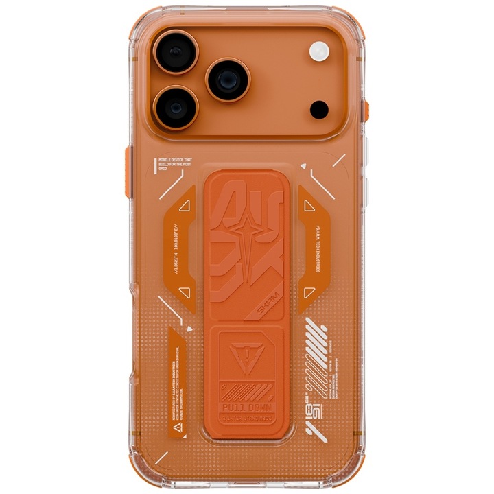 Carcasa Skinarma Helio cu MagSafe si Grip Stand compatibila cu iPhone 17 Pro Max, Portocaliu