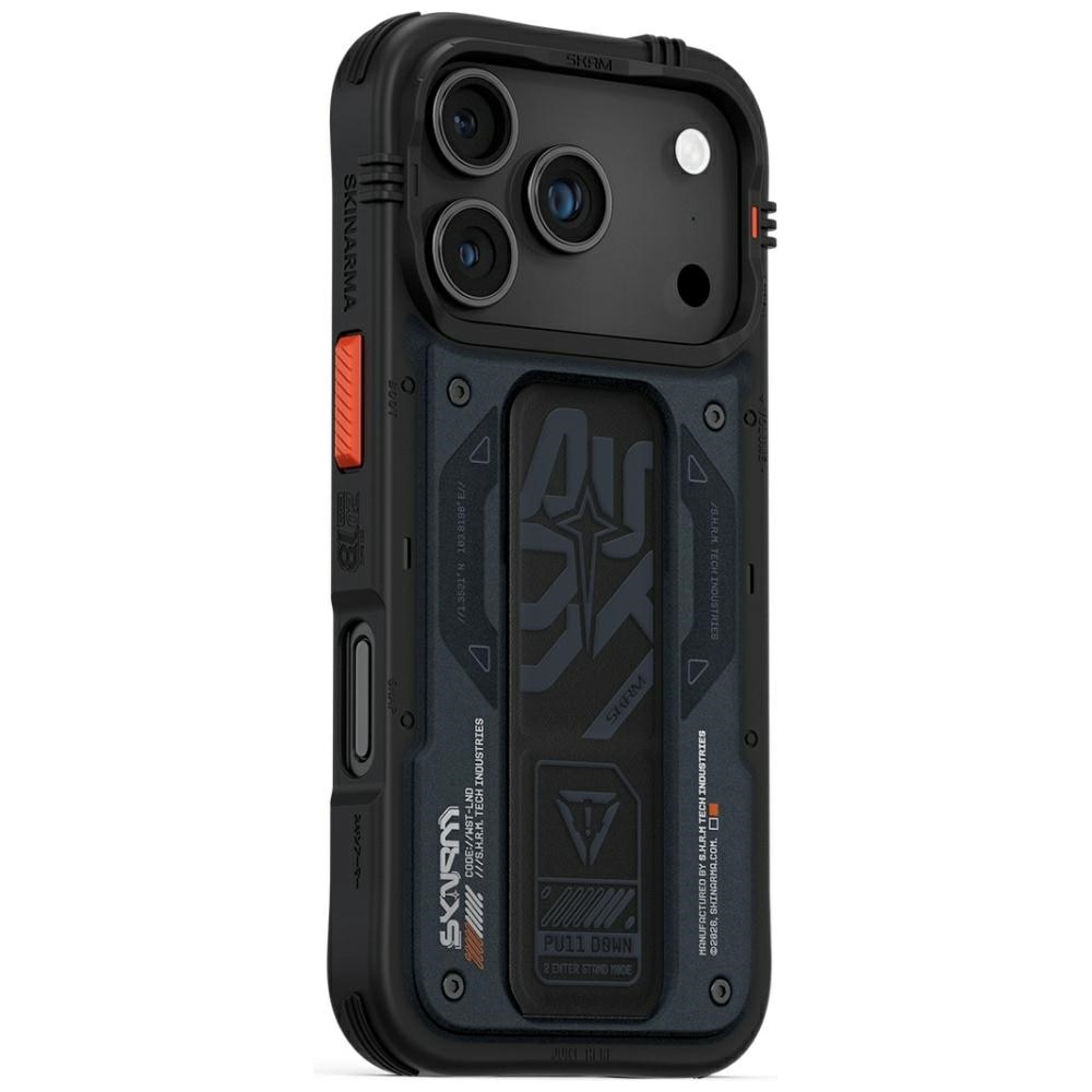 Carcasa Skinarma Aegis cu MagSafe si Grip Stand compatibila cu iPhone 17 Pro, Navy Blue