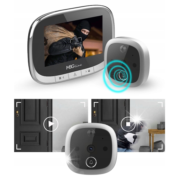 4.3" LCD шпионка с камера, детекция на движение, 2400mAh, 35-120mm