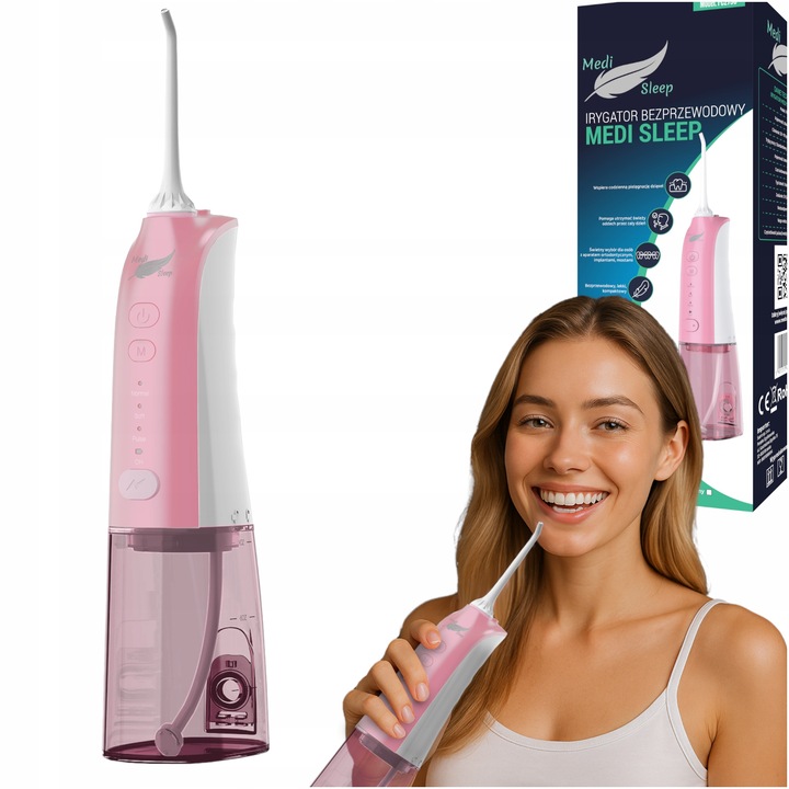 Medi Sleep FC2730 vezeték nélküli szájzuhany, 4 mód, 5 fúvóka, rózsaszín, 270ml