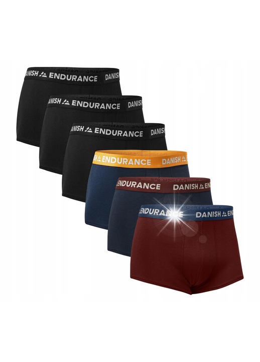 Boxeri scurti barbati, Danish Endurance, set de 6, multicolor, bumbac moale si respirabil