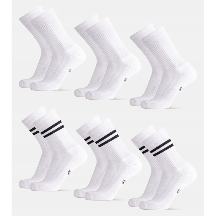 Sosete sport unisex DANISH ENDURANCE, set 6 perechi, alb/negru, 43-47