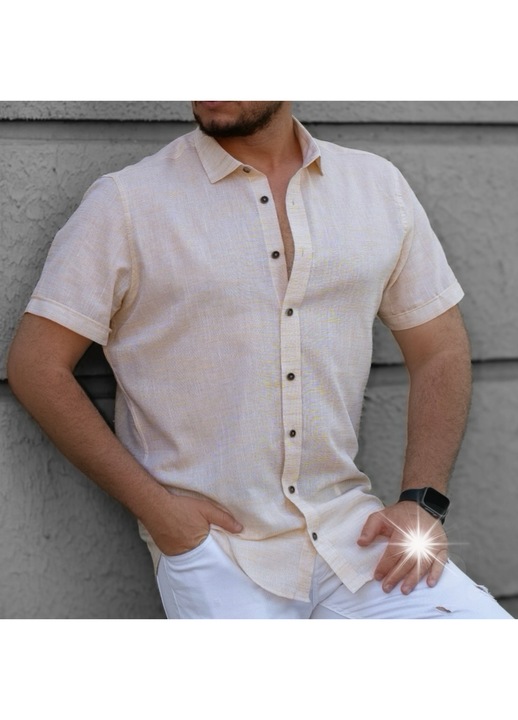 Camasa barbati, portocalie, bumbac, guler la moda, stil casual