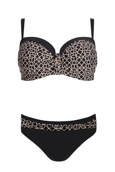 Costum de baie dama, SELF, push-up, negru, doua piese, XL INTL