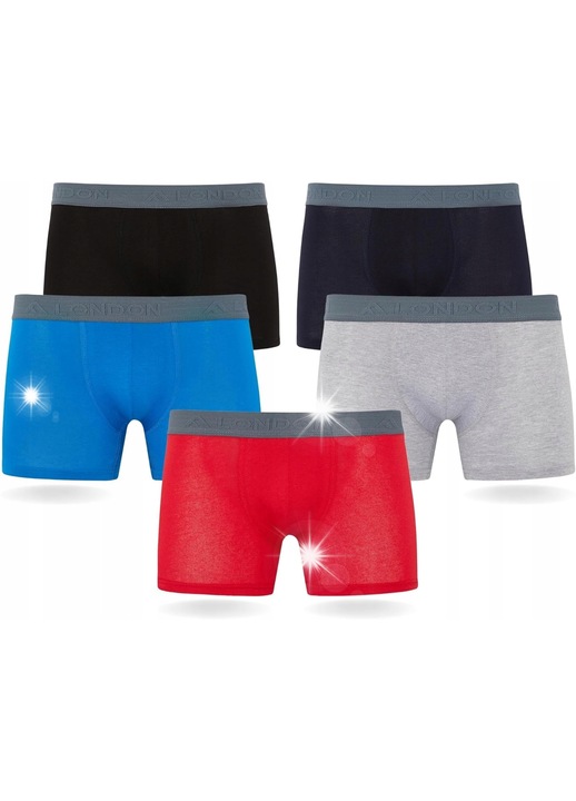 Set 5 boxeri barbati, London, bumbac stretch-fit, confortabil, multicolor, S INTL
