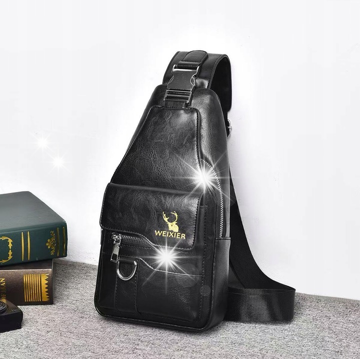 Férfi táska, fekete, 30x15x6cm, 5 rekesz, mindennapi használatra