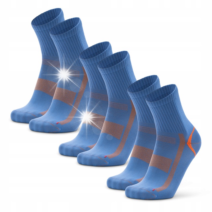 Sosete sport unisex DANISH ENDURANCE 3 perechi, 43-47, albastru/portocaliu, poliamida/elastan