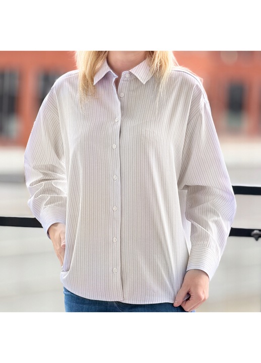 Fehér oversize ing vékony csíkokkal, pamut, sokoldalú, női, S INTL