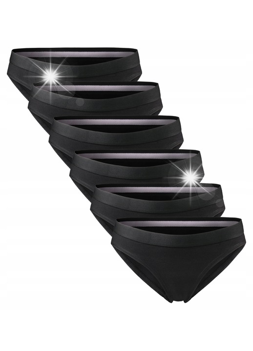 Női bugyi, Danish Endurance, 6 darabos szett, sportos design, organikus pamut, fekete, M INTL