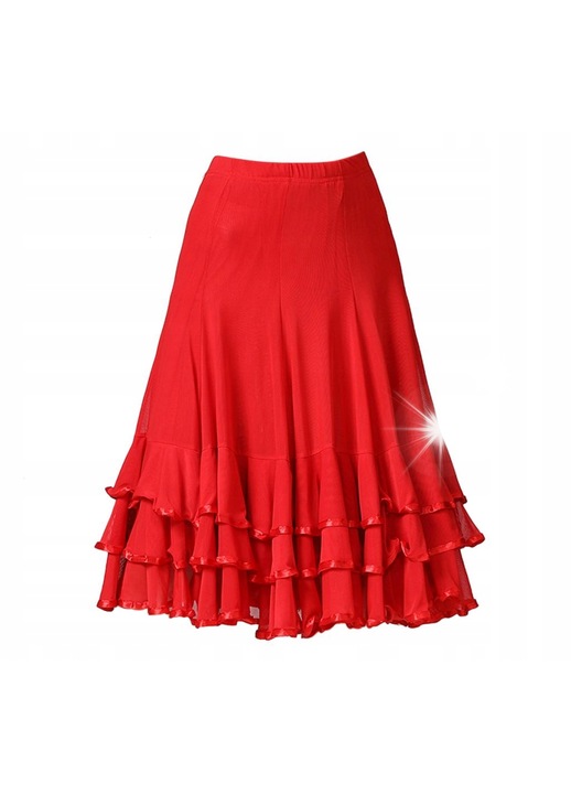 Fusta plisata rosie, poliester, lungime medie, One Size INTL