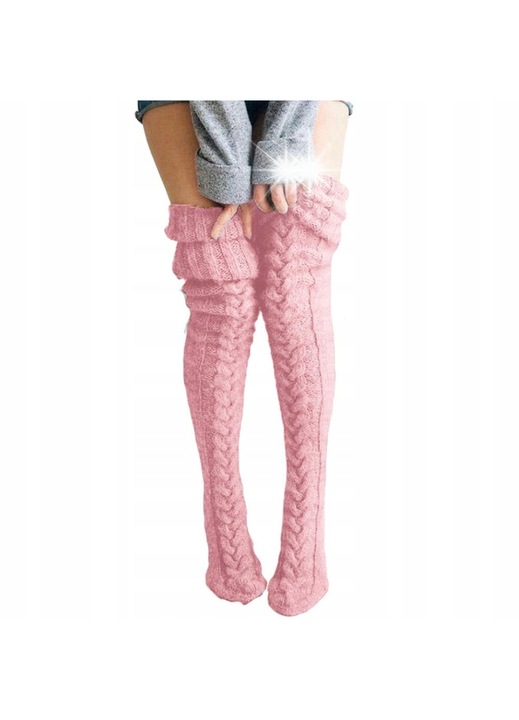 Дамски плетени чорапи, розови, 85 см, комплект 1 чифт