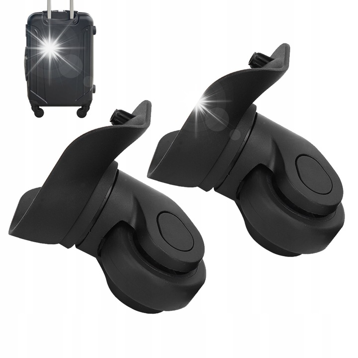Set 2 roti de bagaj, model A03, material PP+PET, culoare neagra