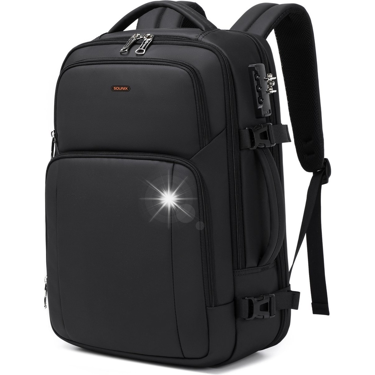 Rucsac laptop unisex, SOUNIX, 15.6", negru, rezistent