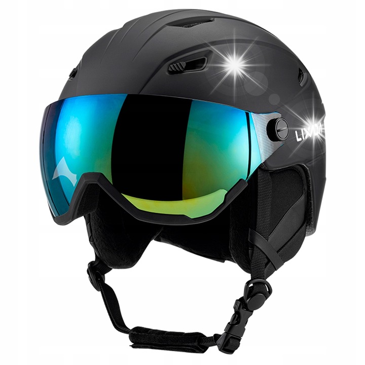 Kask narciar cu vizor Backline Visor, bolle, L 59-61cm, Black Silver Matte - Silver Gun, ventilat, 2 vizori inclusi
