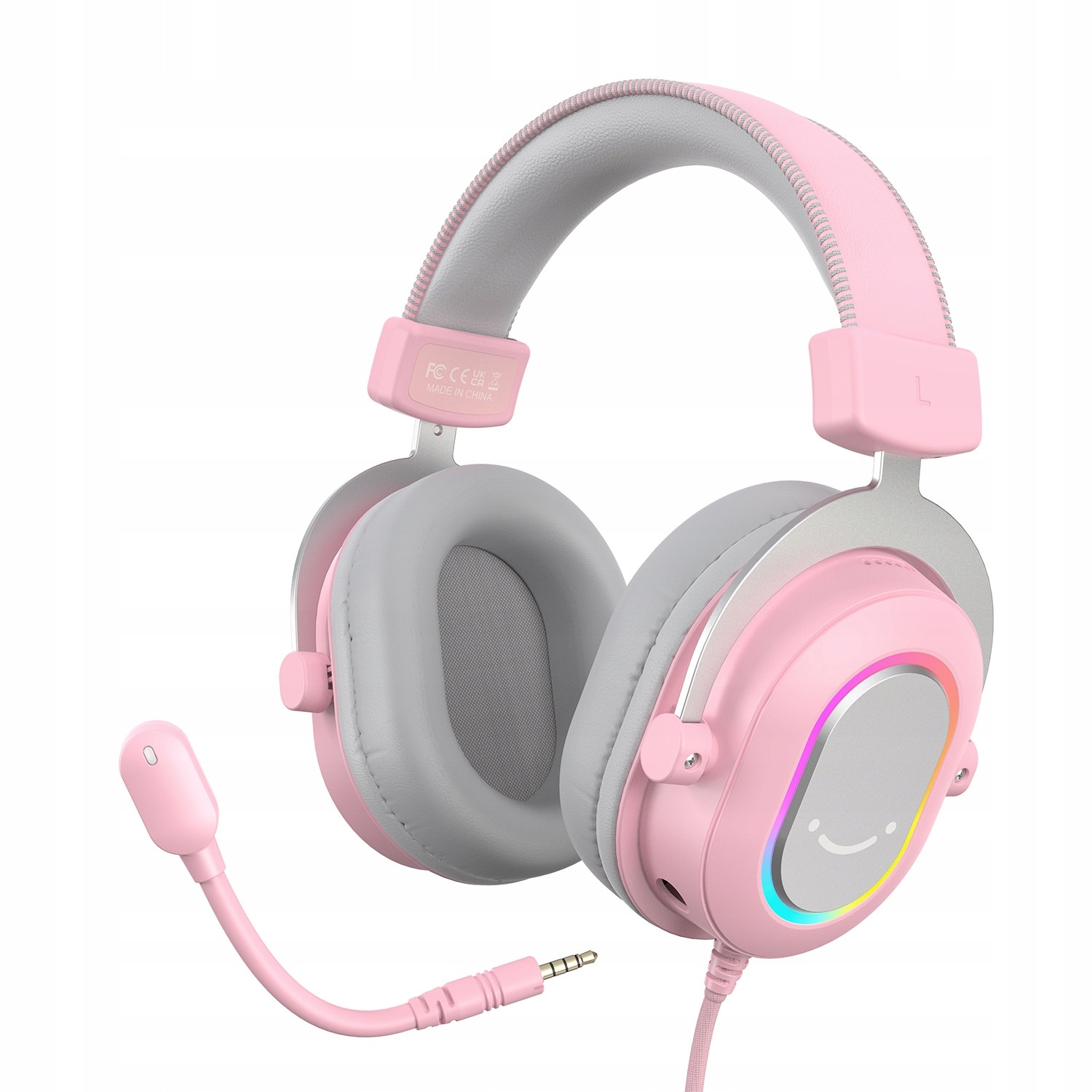 Casti gaming H6P, Fifine, RGB, sunet spatial 7.1, roz, USB - eMAG.ro