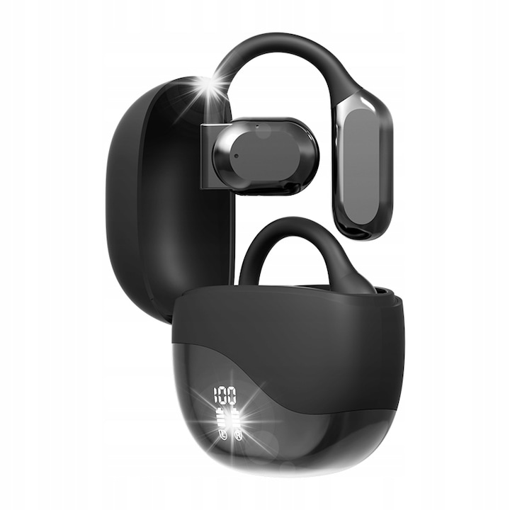 Vezeték nélküli Panoleap fejhallgató, Bluetooth, egyedi design, zajszűrés, fekete