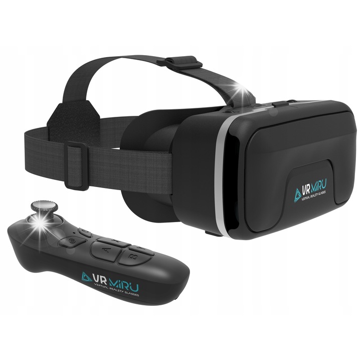 Set Ochelari VR 3D MIRU VMR700J cu Gamepad Bluetooth, 40mm, ajustabil, pentru smartphone-uri 4"-7"