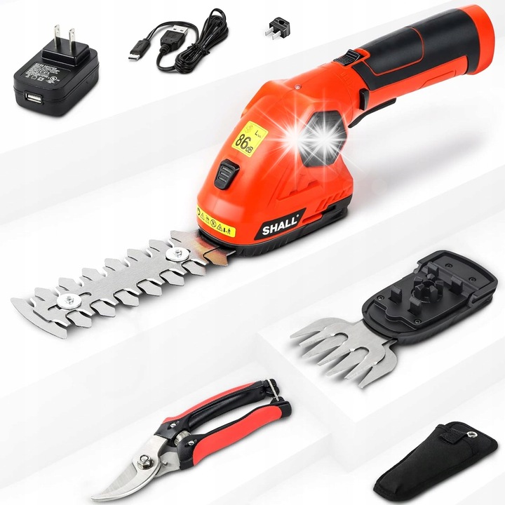 Foarfeca electrica pentru iarba si arbusti 7.2V, 2 in 1, incarcare rapida, design ergonomic, 82 mm, Shall