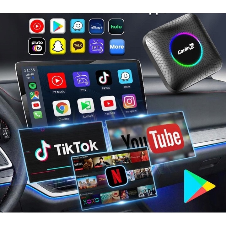 Adaptor multimedia auto Carlinkit TBox Ambient, 8GB RAM, 128GB