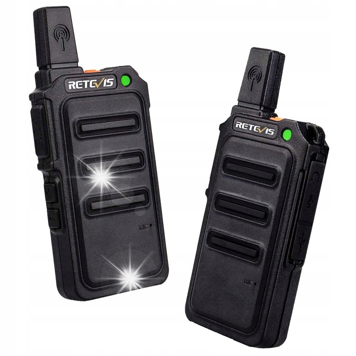 Statie radio Retevis RT619, set 2 bucati, 16 canale, negru, 1,8x12,2x5cm