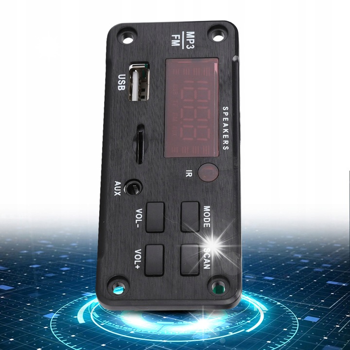 Modul de decodare audio cu Bluetooth, 12V, suport MP3/WMA/WAV/FLAC/APE, radio FM, USB, HLX-D022BT