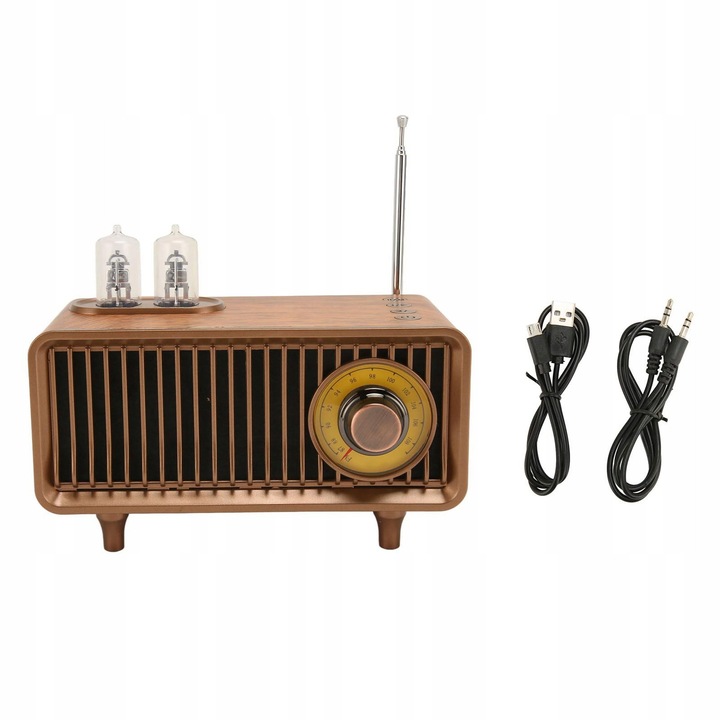 Radio portabil retro din lemn, Bluetooth, FM, Stereo, 1500 mAh, 8-10 m