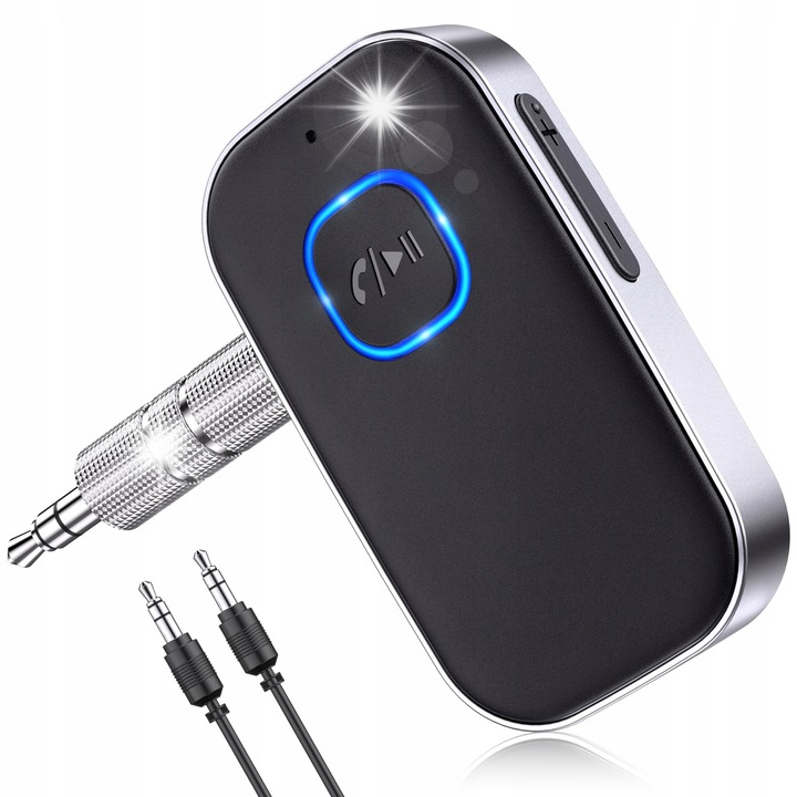 Adaptor Bluetooth 5.0, Mini Jack 3.5, Negru/Argintiu