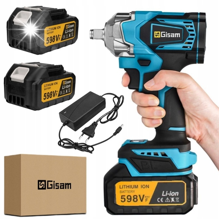 Gisam, surubelnita cu impact fara perii, 688 N.m, 2 acumulatori, LED, 1/4"