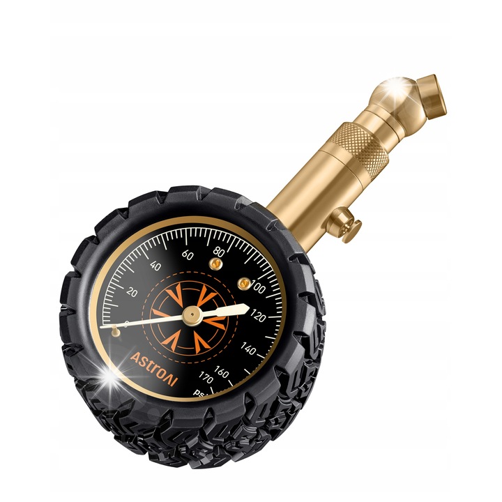 Manometru pentru roti, AstroAI, 6-170 PSI, precizie inalta, dimensiuni 2.42x1.22x2.56 in, rezistent la coroziune