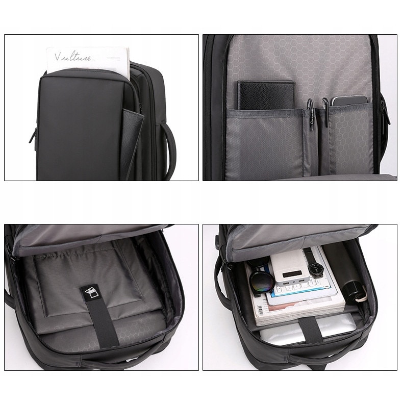 Rucsac impermeabil pentru laptop 15,6 inch, gri, 46x32x22cm