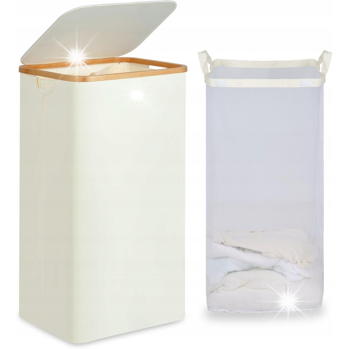 Cos pentru rufe, 63L, inaltime 70cm, cu capac, set