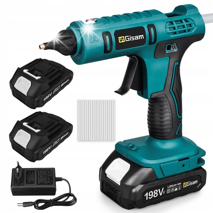 Forrasztópisztoly, Gisam, akkumulátoros, készlet, 11 mm, ergonomikus, 100 W