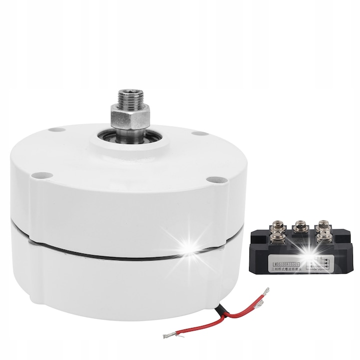 Generator electric 400W, 12V, 550r/m, trofazat, NdFeB, dimensiuni 80x150mm, set cu prostownik