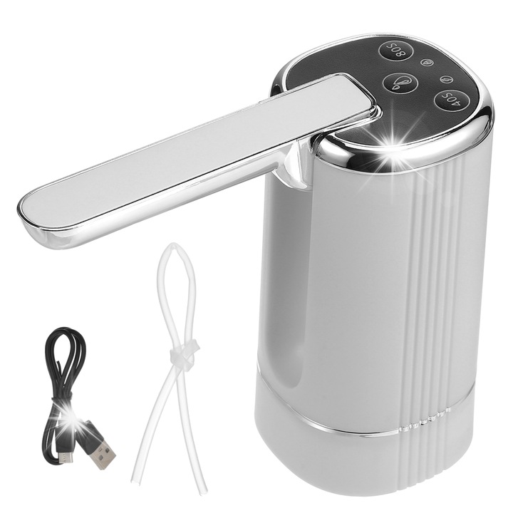 Dispenser apa electric, pompa pentru sticle, alb, 14,50x13,00x6,50cm