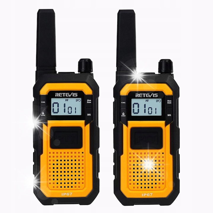 Set de Walkie Talkie Retevis RB648, rezistente, IP67, 2000mAh, 3KM, galben