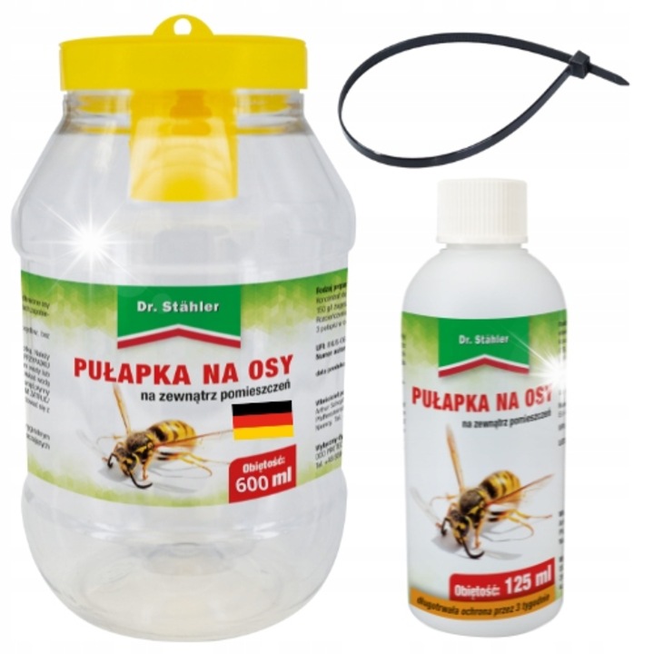 Capcana pentru viespi Dr Stahler, 600 ml, set cu atragator 125 ml, ecologic, reutilizabil