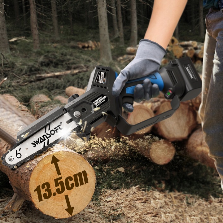 Fierastrau cu lant Swansoft, pila cu acumulator 6", fara perii