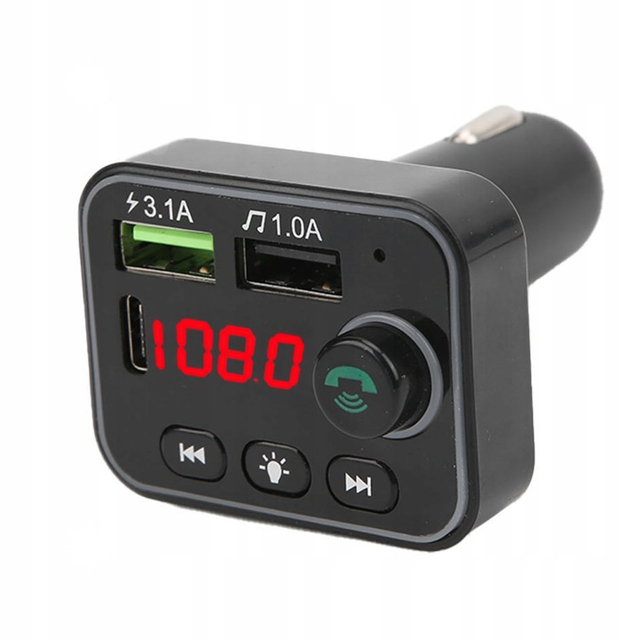 Bluetooth FM MP3 adó, 12V-24V, 5V/1A, 5V/3.1A, szett