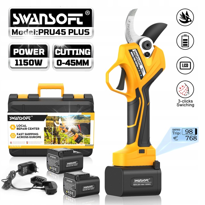 Foarfeca electrica profesionala,Swansoft 25V, pentru taierea gardului viu, dimensiuni compacte