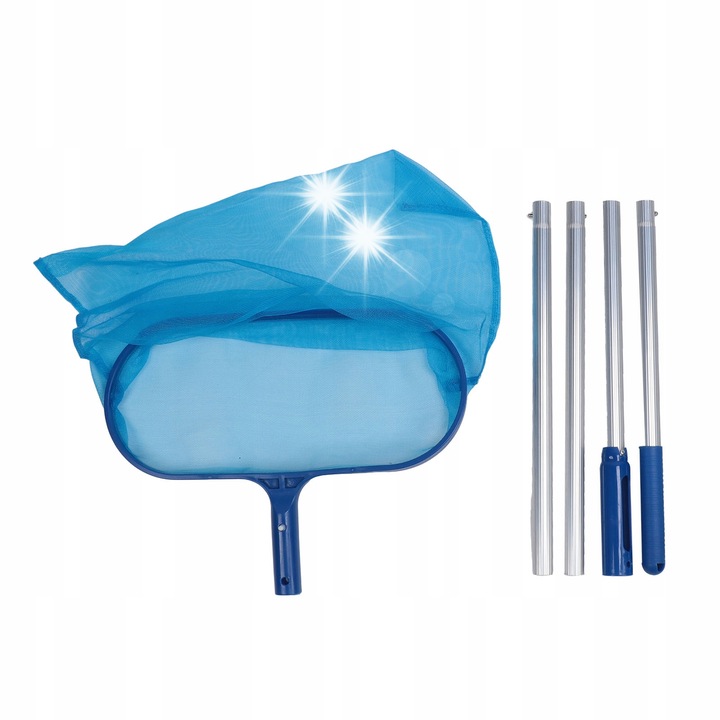 Set unelte curatare piscina, 4 stalpi, plasa adanca, 120cm