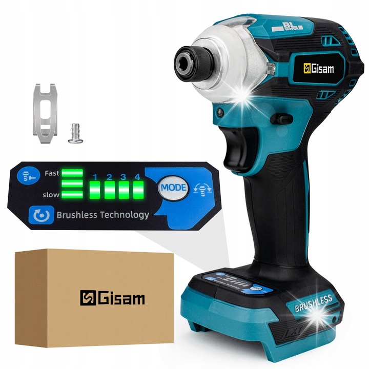 Gisam Wkretak Udarowy Fara Perii, 688 N.m, 2 Baterii, 1/4", 2000 rpm, LED