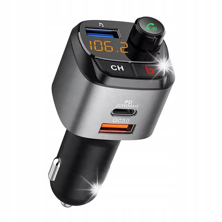 Transmiter FM Bluetooth, 3xUSB QC3.0, BASS BOOST, set auto