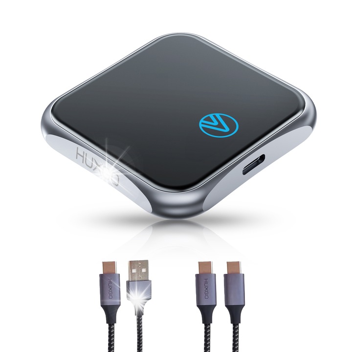 Adapter wireless Android Auto HUXGO BY963A, 5,8 GHz, USB-C, set cu cablu USB-C si USB-A