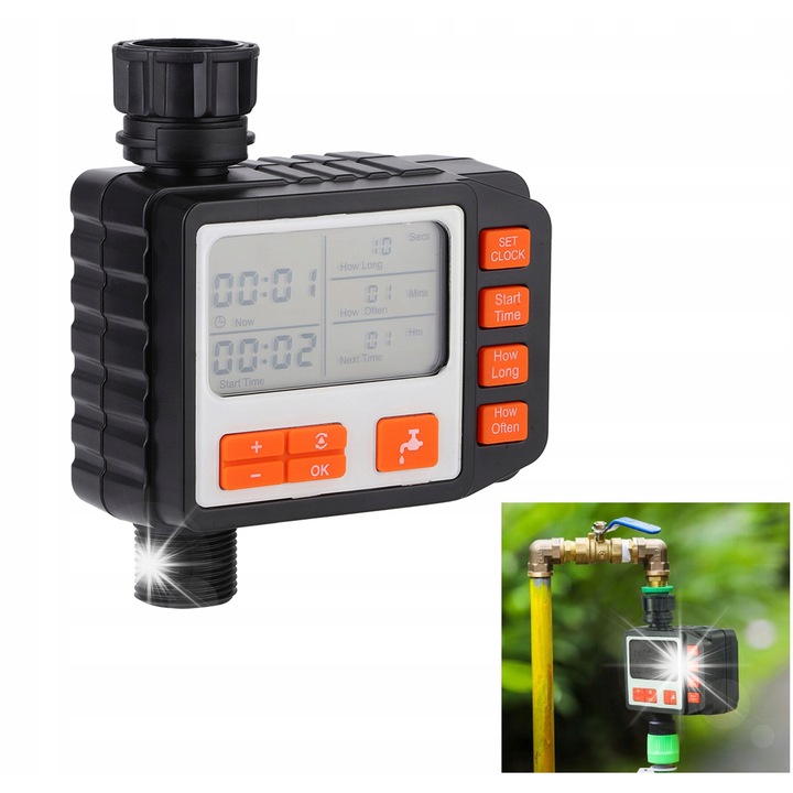 Автоматичен таймер за поливане, 14,2x11,5x5,8см, водоустойчив