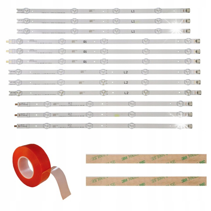 Set complet iluminare LED 12 buc, pentru ecran 47'', compatibil cu LG 47LN5400, 47LN575S, 47LN575, 47LA620S